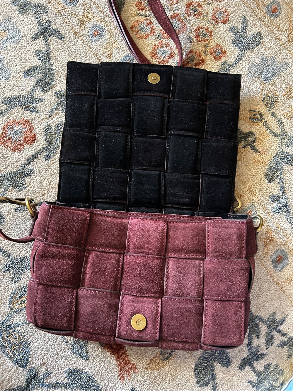 Viola Castellani Suede Crossbody Bag in Burgundy - Picture 3 of 6